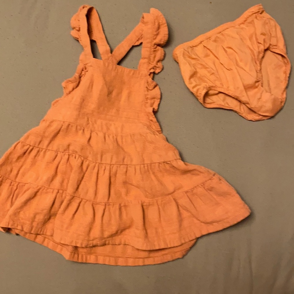18 months peach dress and diaper cover